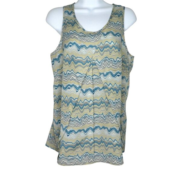 Wassio Top Blouse S Multicolor Pullover Sleeveless Vented Front - Picture 2 of 9